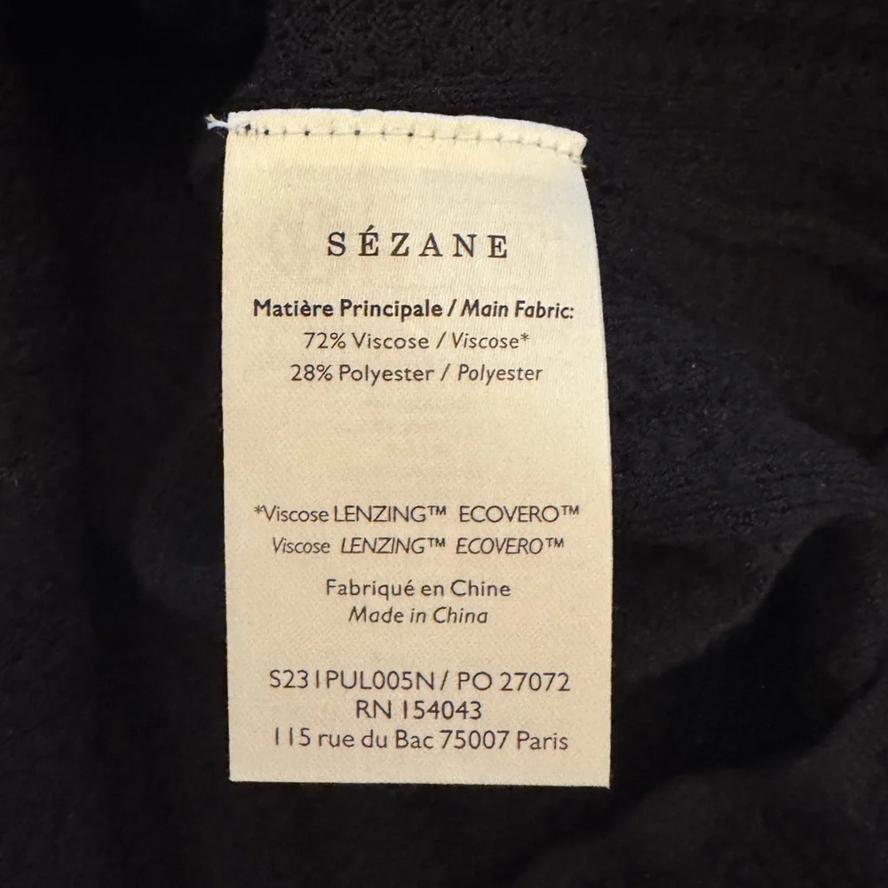 Sezane Black Ribbed Women's Blouse - Picture 8 of 11